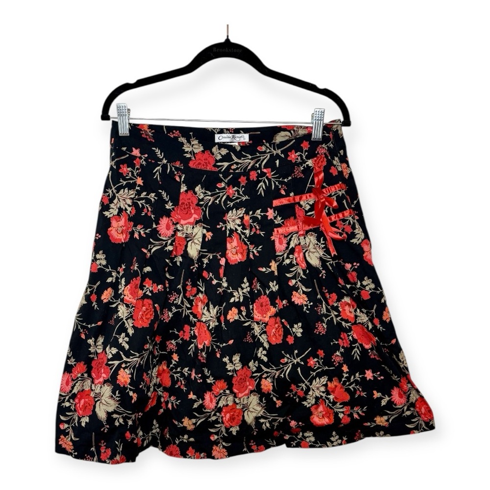 Vintage Claudia Richard Floral Ribbon Skirt Romantic Coquette Medium